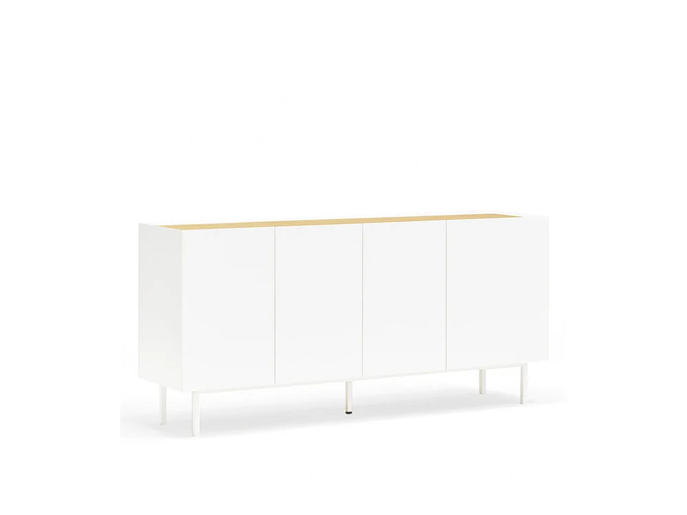 Arista - Buffet en bois 4 portes 3 tiroirs L165cm : Couleur - Blanc