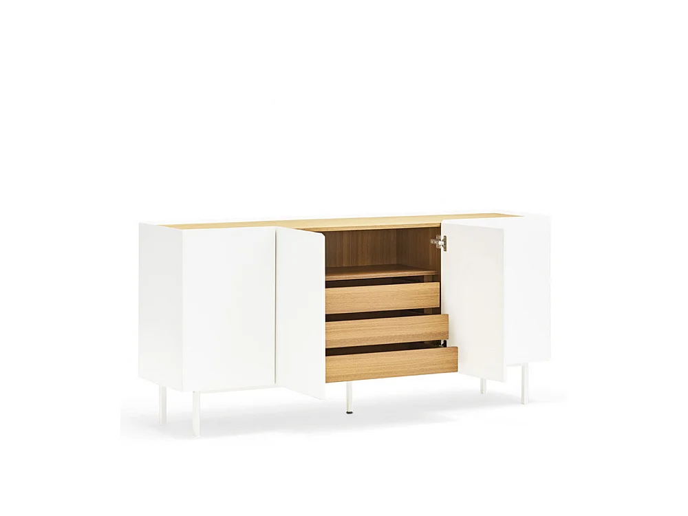 Arista - Buffet en bois 4 portes 3 tiroirs L165cm : Couleur - Blanc