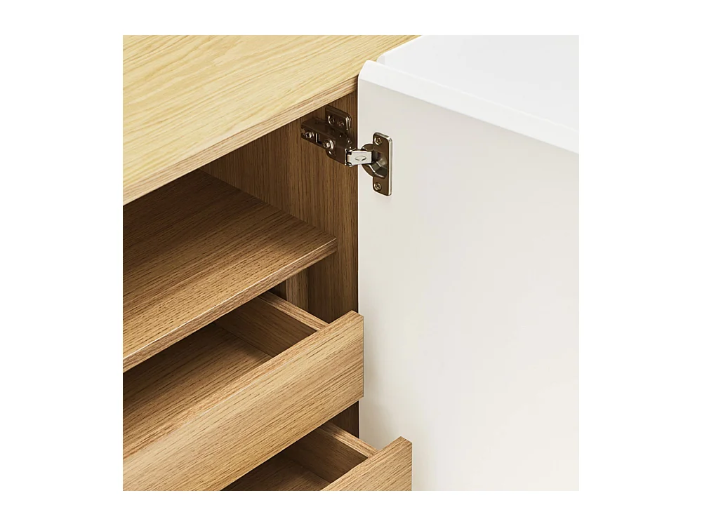 Arista - Buffet en bois 4 portes 3 tiroirs L165cm : Couleur - Blanc