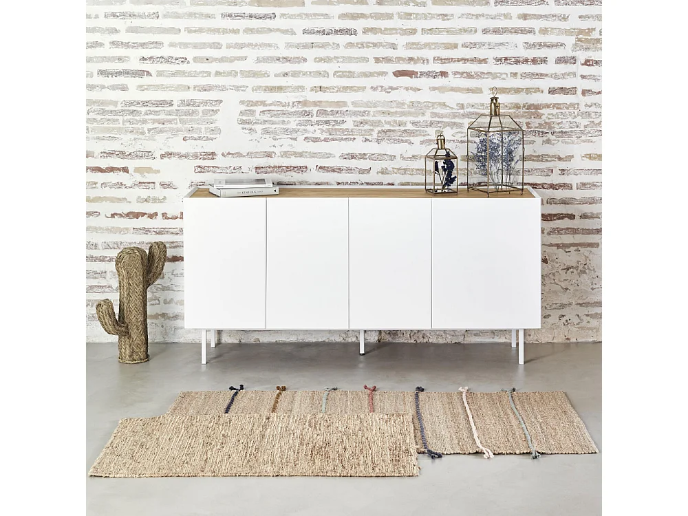 Arista - Buffet en bois 4 portes 3 tiroirs L165cm : Couleur - Blanc