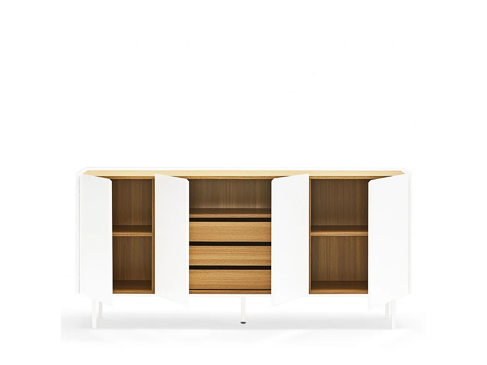 Arista - Buffet en bois 4 portes 3 tiroirs L165cm : Couleur - Blanc