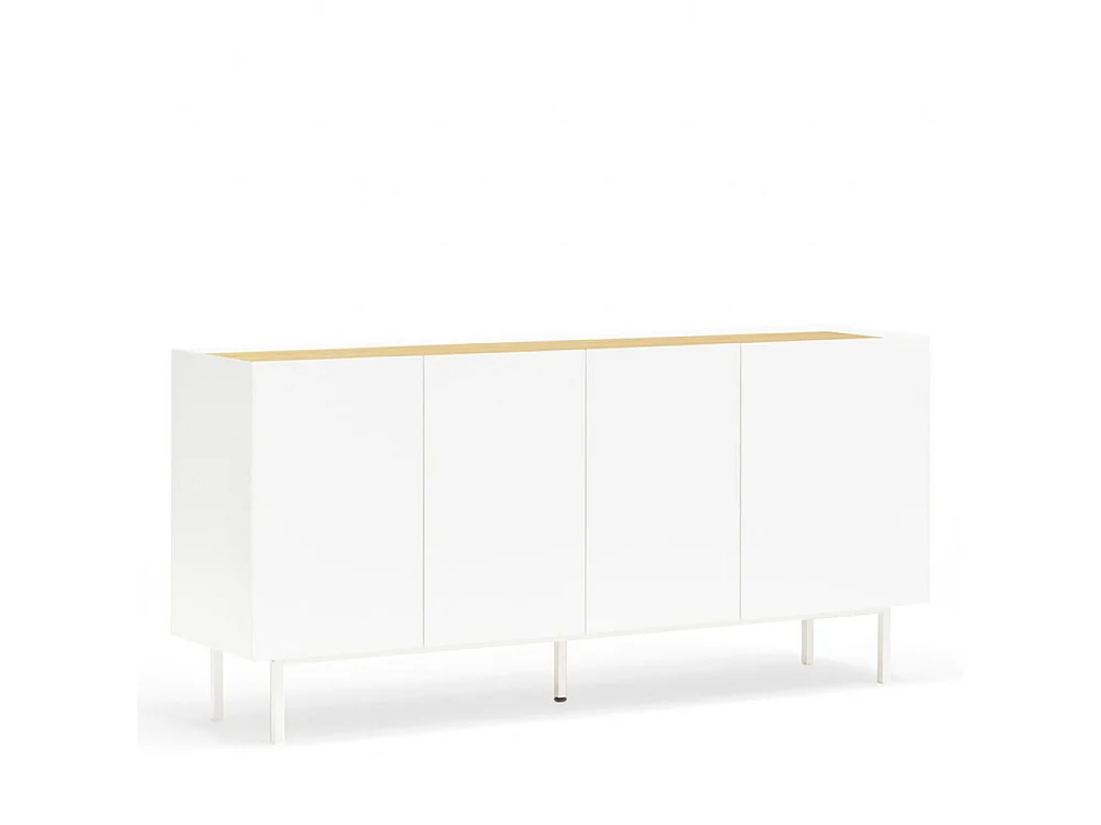 Arista - Buffet en bois 4 portes 3 tiroirs L165cm : Couleur - Blanc