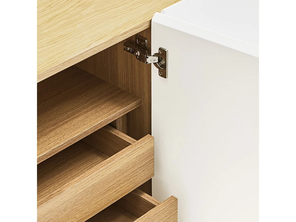 Arista - Buffet en bois 4 portes 3 tiroirs L165cm : Couleur - Blanc