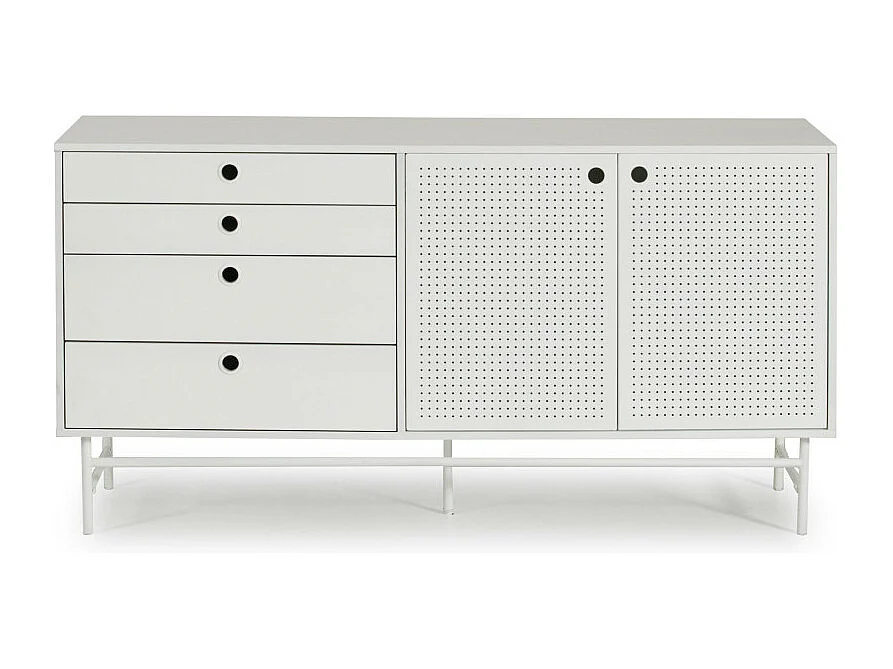 Punto - Buffet en bois 2 portes 4 tirroirs L150cm : Couleur - Blanc