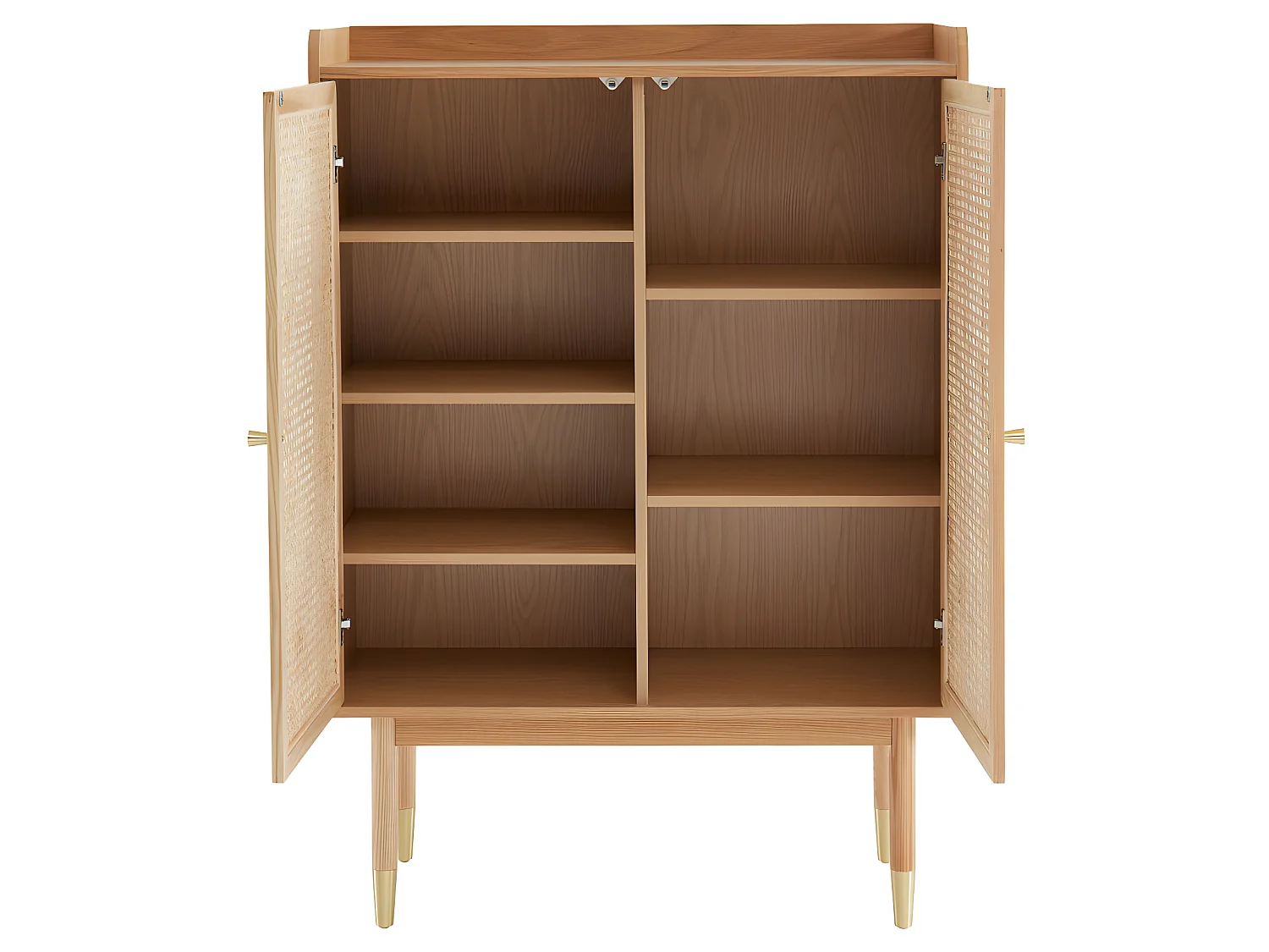 Bombong - Buffet haut 2 portes en bois et cannage L90cm - Bois clair
