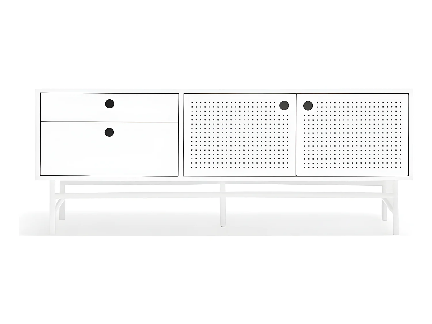 Punto - Buffet en bois 2 portes 2 tiroirs L140cm : Couleur - Blanc