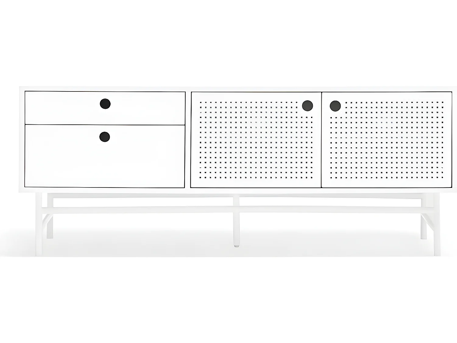 Punto - Buffet en bois 2 portes 2 tiroirs L140cm : Couleur - Blanc