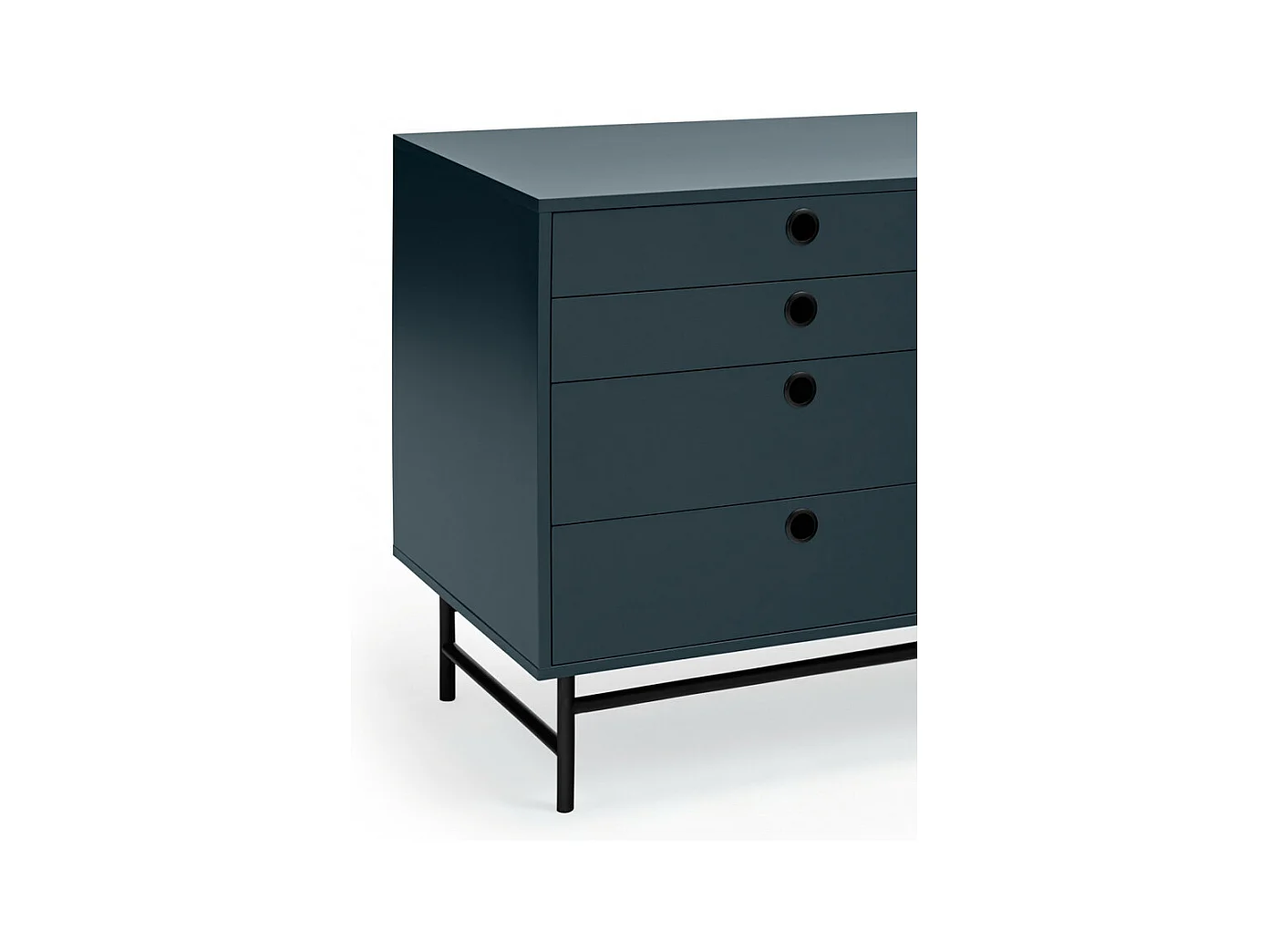 Punto - Buffet en bois 2 portes 8 tiroirs L212cm : Couleur - Bleu pétrole