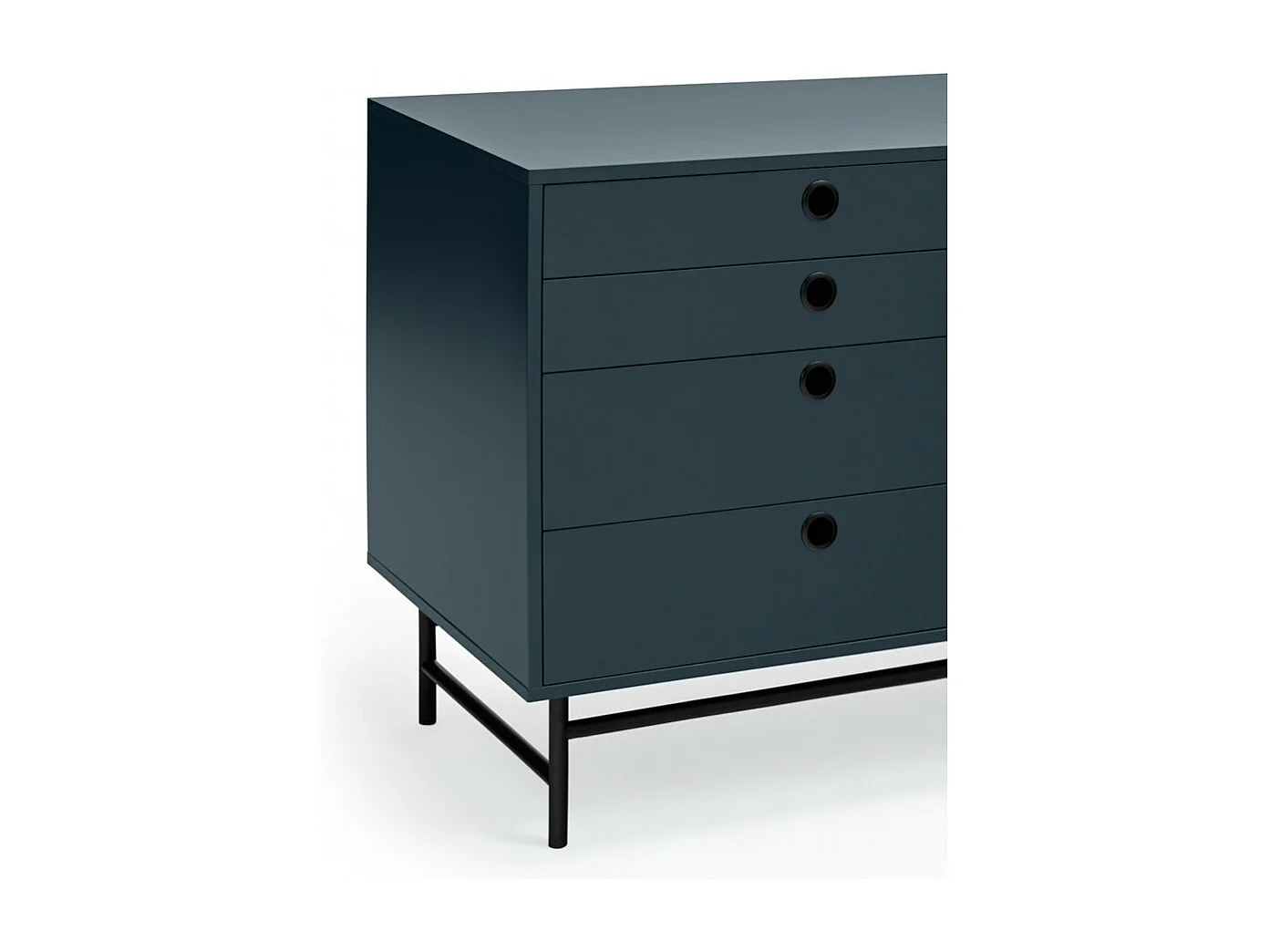 Punto - Buffet en bois 2 portes 8 tiroirs L212cm : Couleur - Bleu pétrole