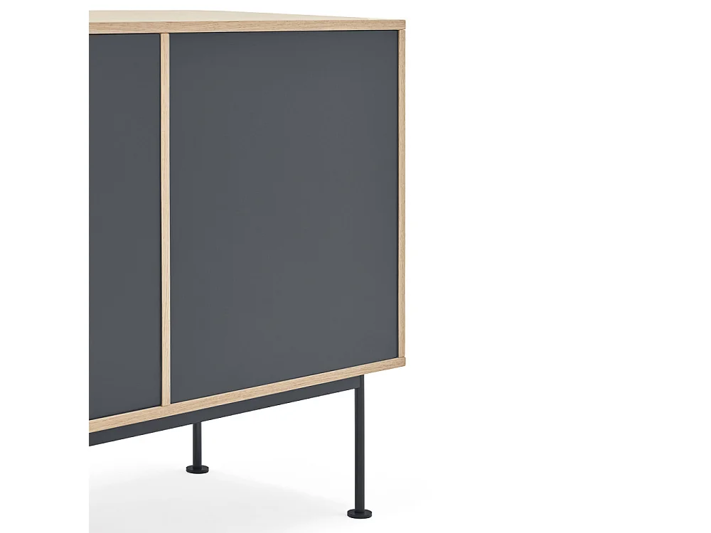 Yoko - Buffet 2 portes 3 tiroirs en bois L180cm : Couleur - Gris anthracite