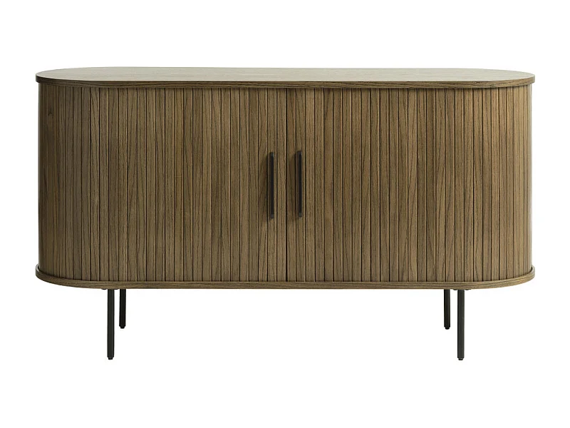 Alicia - Buffet 2 portes aux angles arrondis en bois et métal L140cm - Bois foncé