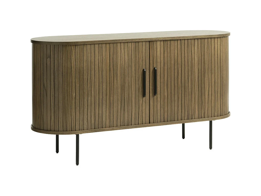 Alicia - Buffet 2 portes aux angles arrondis en bois et métal L140cm - Bois foncé