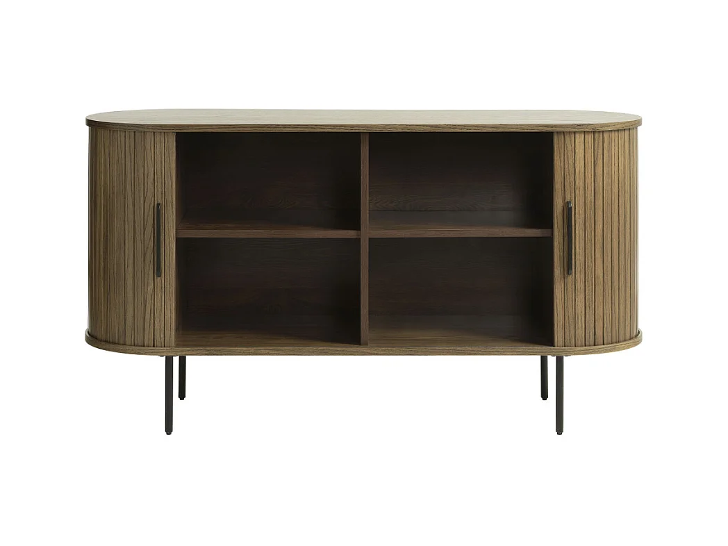 Alicia - Buffet 2 portes aux angles arrondis en bois et métal L140cm - Bois foncé