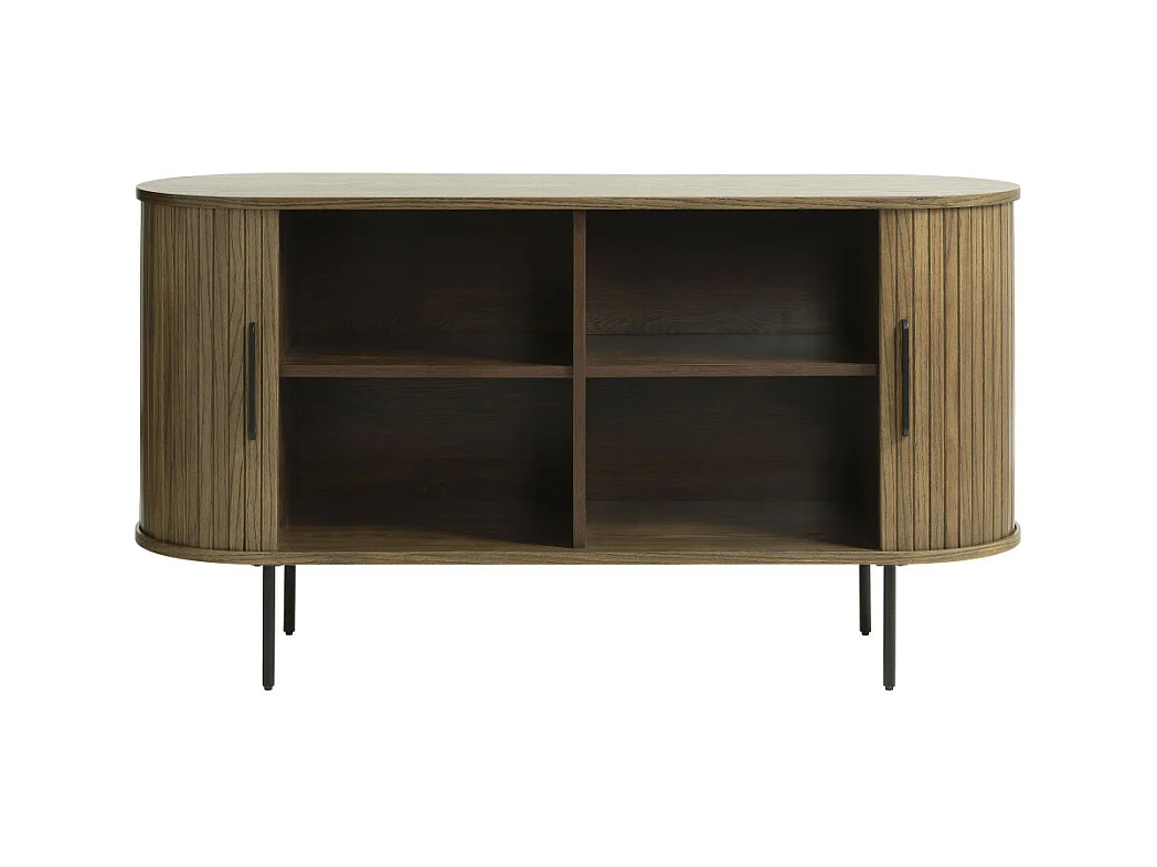 Alicia - Buffet 2 portes aux angles arrondis en bois et métal L140cm - Bois foncé