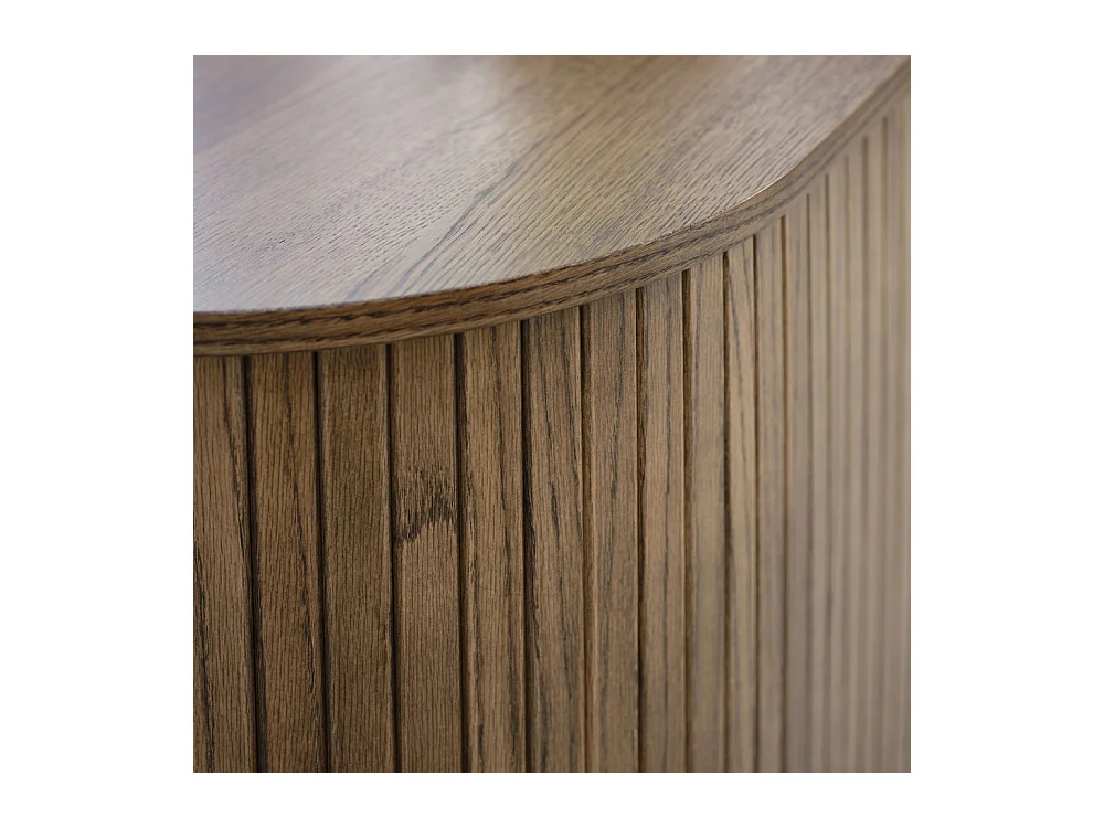 Alicia - Buffet 2 portes aux angles arrondis en bois et métal L140cm - Bois foncé