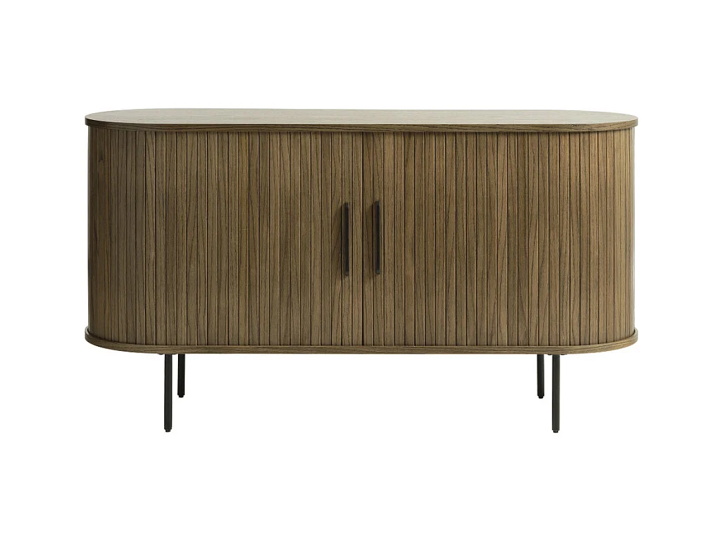 Alicia - Buffet 2 portes aux angles arrondis en bois et métal L140cm - Bois foncé