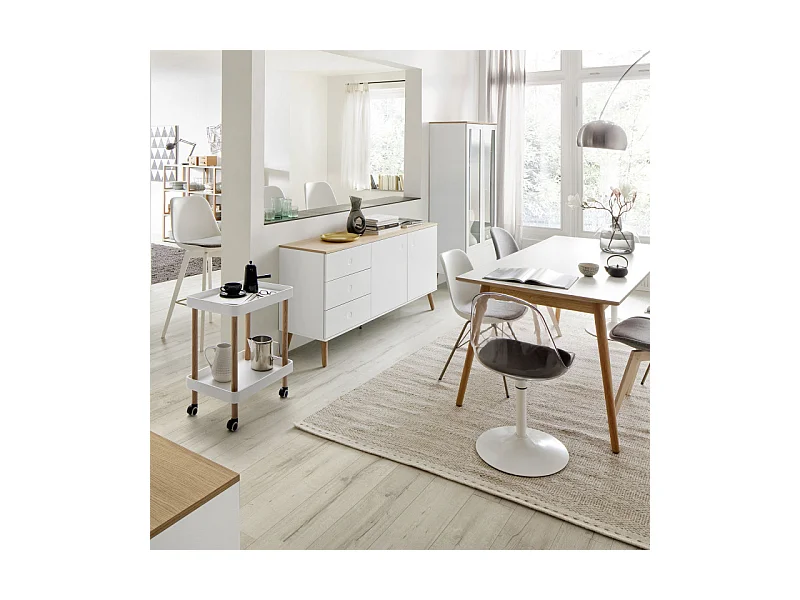 Dot - Buffet en bois 2 portes 3 tiroirs L162cm : Couleur - Blanc