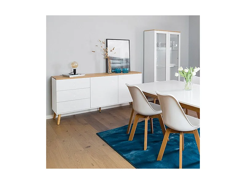 Dot - Buffet en bois 2 portes 3 tiroirs L162cm : Couleur - Blanc