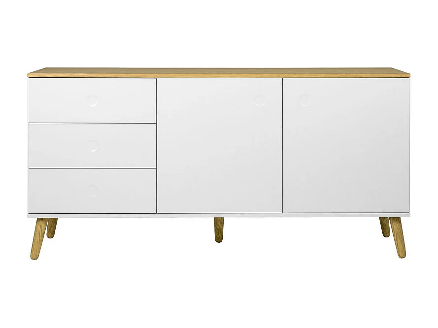 Dot - Buffet en bois 2 portes 3 tiroirs L162cm : Couleur - Blanc