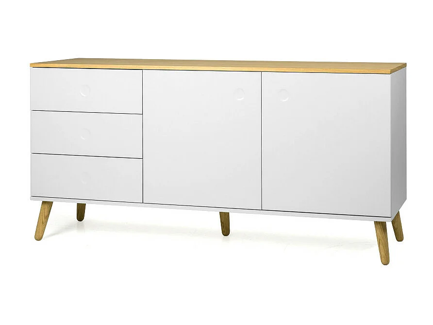 Dot - Buffet en bois 2 portes 3 tiroirs L162cm : Couleur - Blanc