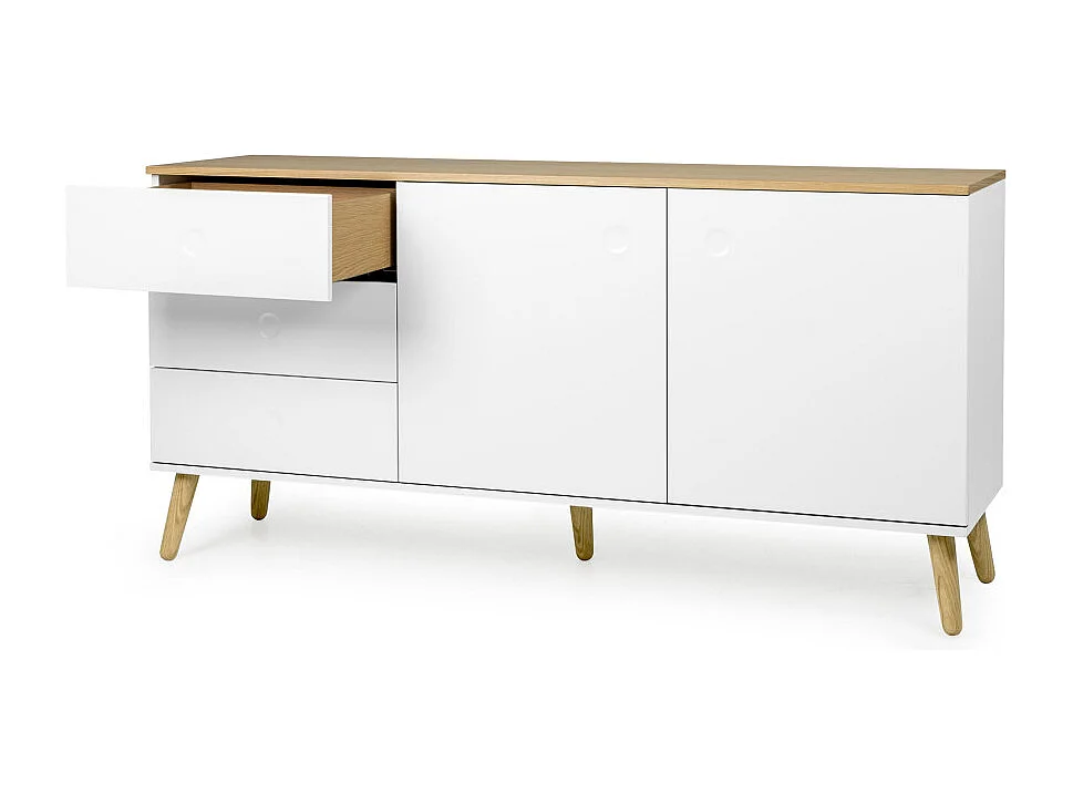 Dot - Buffet en bois 2 portes 3 tiroirs L162cm : Couleur - Blanc