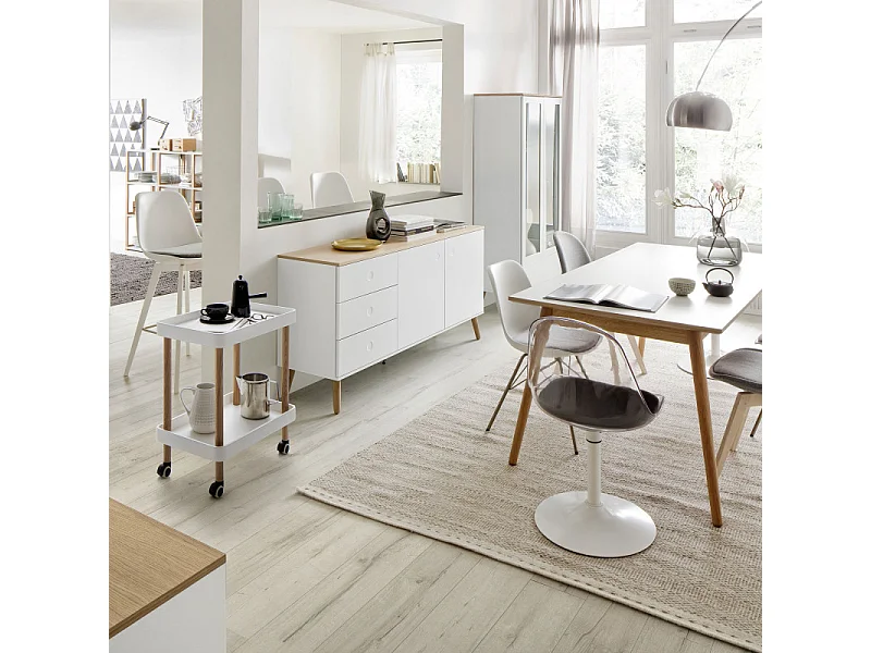 Dot - Buffet en bois 2 portes 3 tiroirs L162cm : Couleur - Blanc