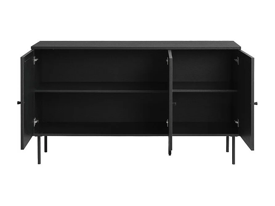 Rinto - Buffet 3 portes en bois et métal L140cm : Couleur - Noir