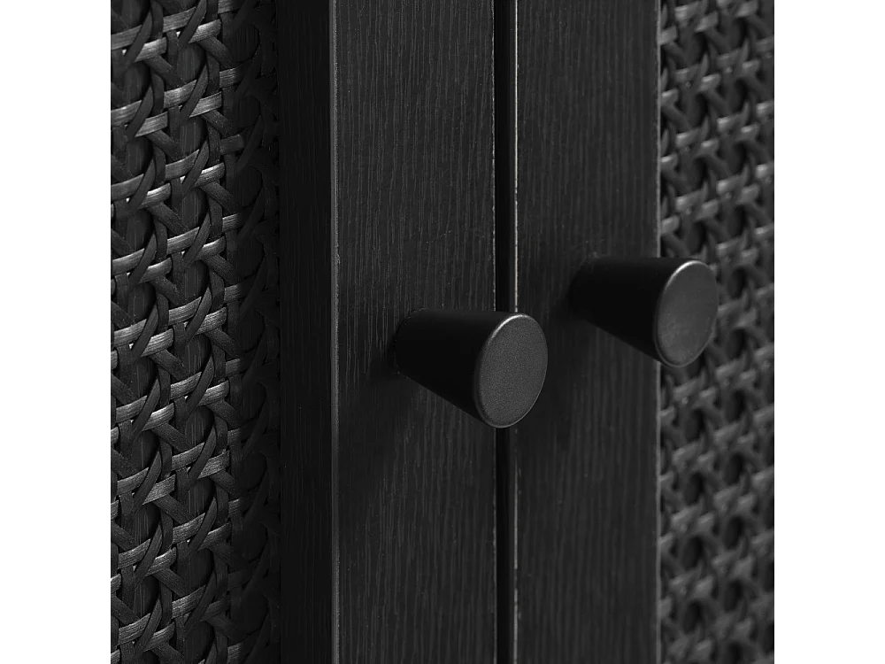 Rinto - Buffet 3 portes en bois et métal L140cm : Couleur - Noir