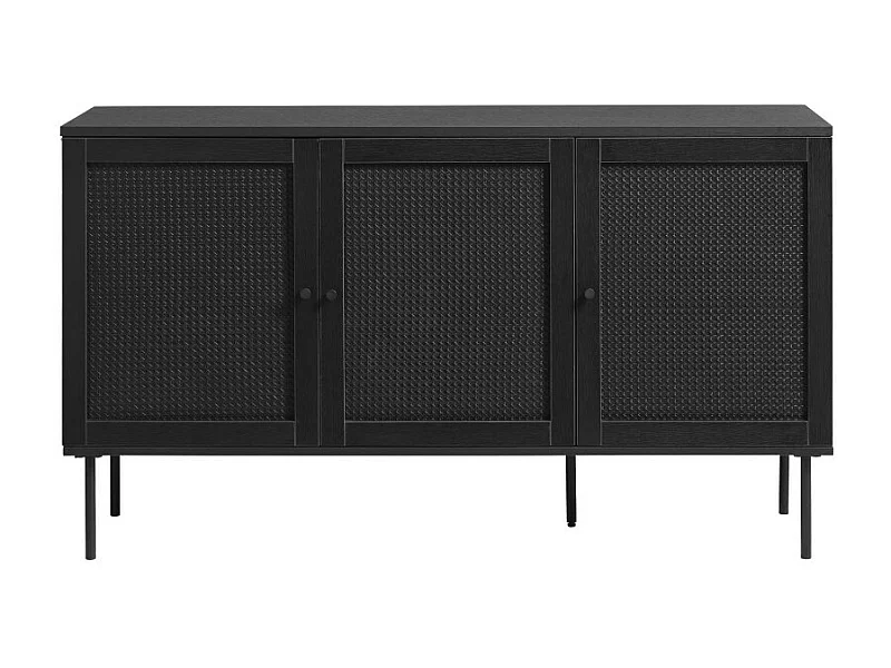 Rinto - Buffet 3 portes en bois et métal L140cm : Couleur - Noir