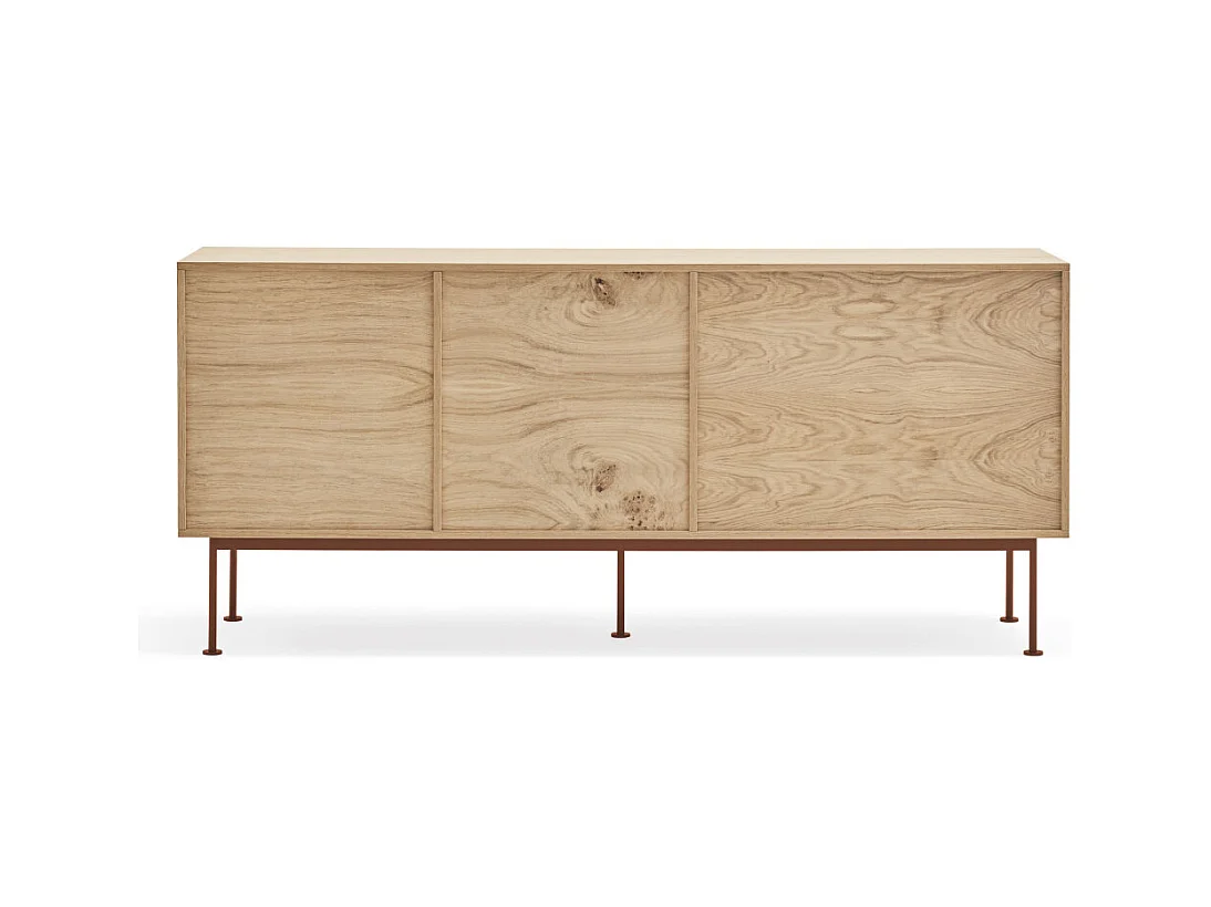 Yoko - Buffet 2 portes 3 tiroirs en bois L180cm : Couleur - Rouge brique