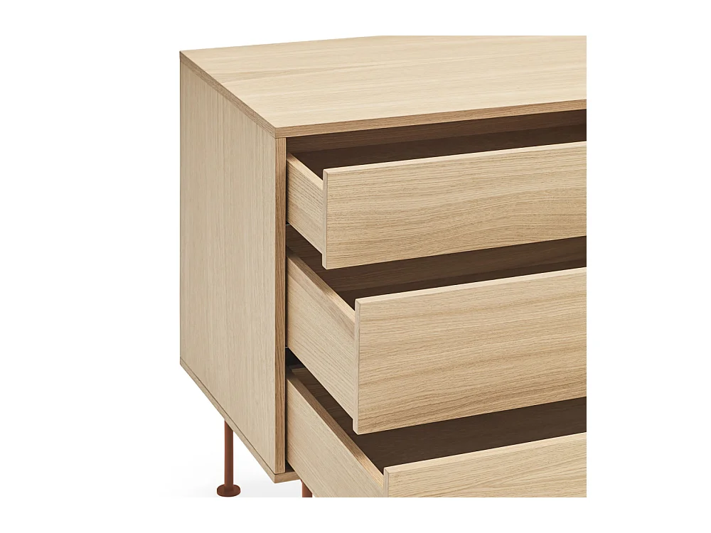 Yoko - Buffet 2 portes 3 tiroirs en bois L180cm : Couleur - Rouge brique