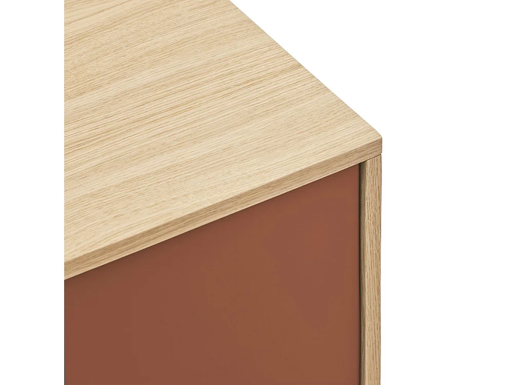 Yoko - Buffet 2 portes 3 tiroirs en bois L180cm : Couleur - Rouge brique