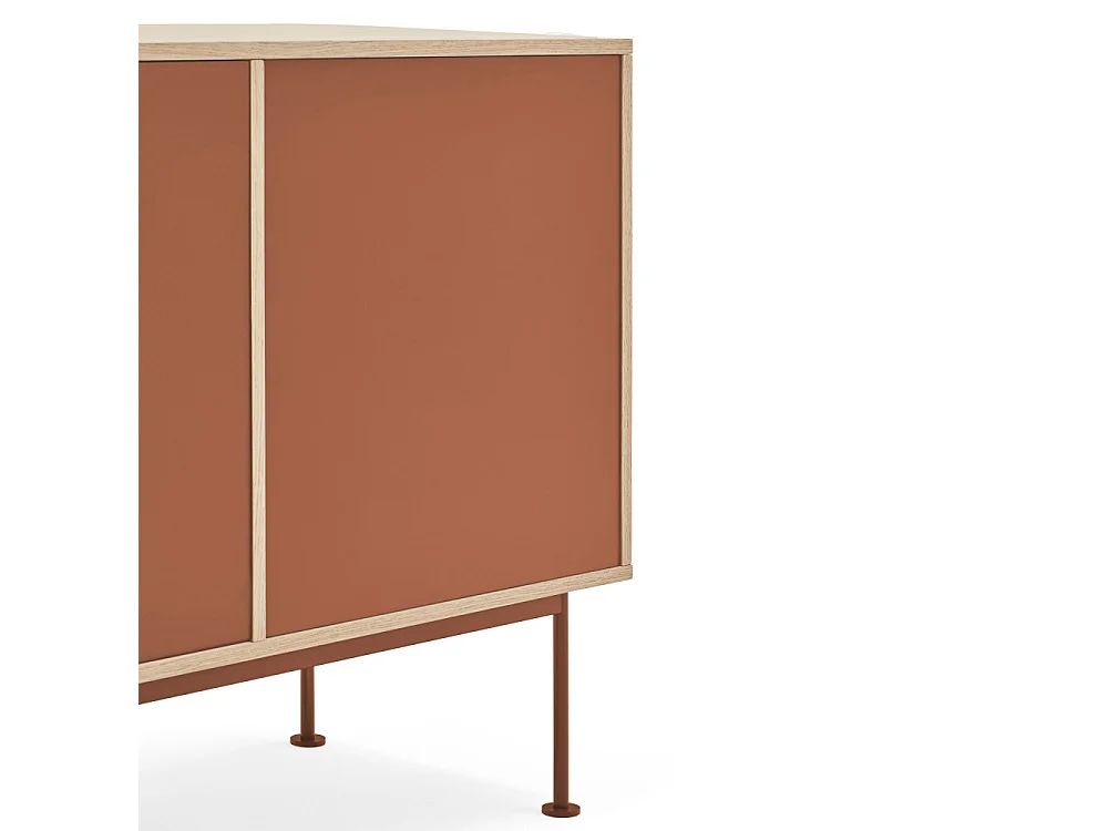Yoko - Buffet 2 portes 3 tiroirs en bois L180cm : Couleur - Rouge brique