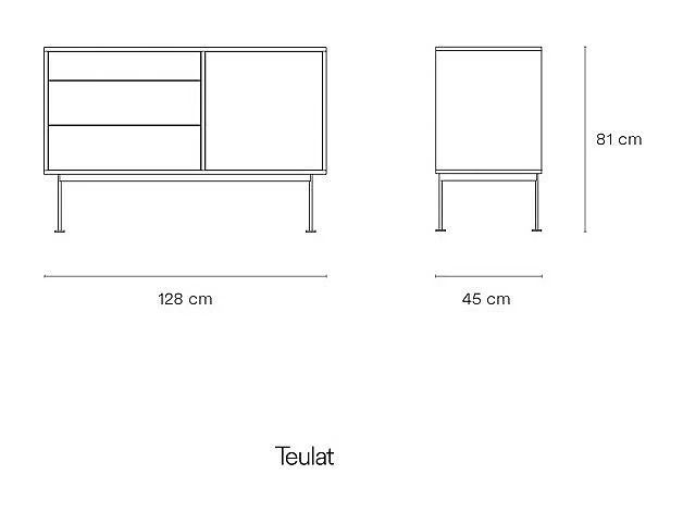 Yoko - Buffet 1 porte 3 tiroirs en bois L128cm : Couleur - Gris anthracite