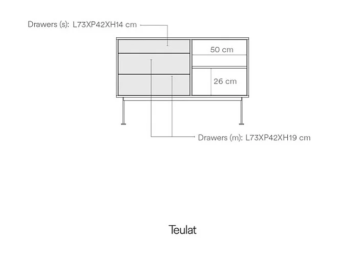 Yoko - Buffet 1 porte 3 tiroirs en bois L128cm : Couleur - Gris anthracite