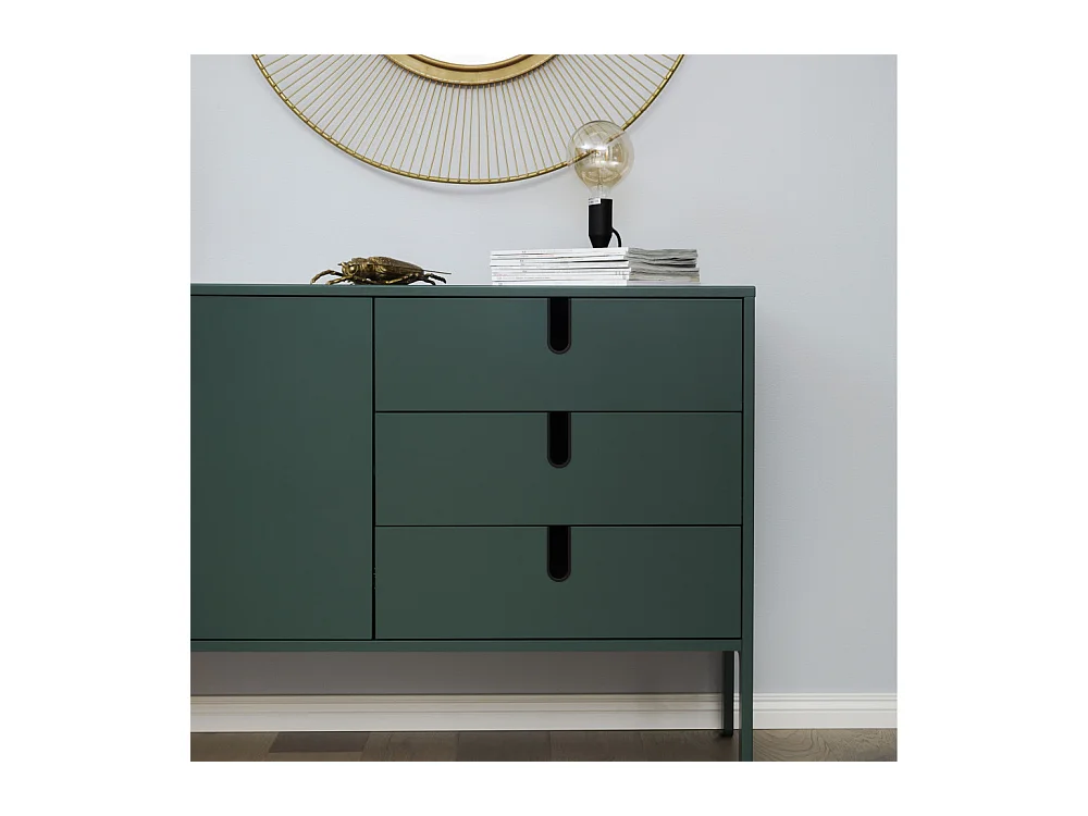 Uno - Buffet en bois 2 portes 3 tiroirs L171cm : Couleur - Vert kaki