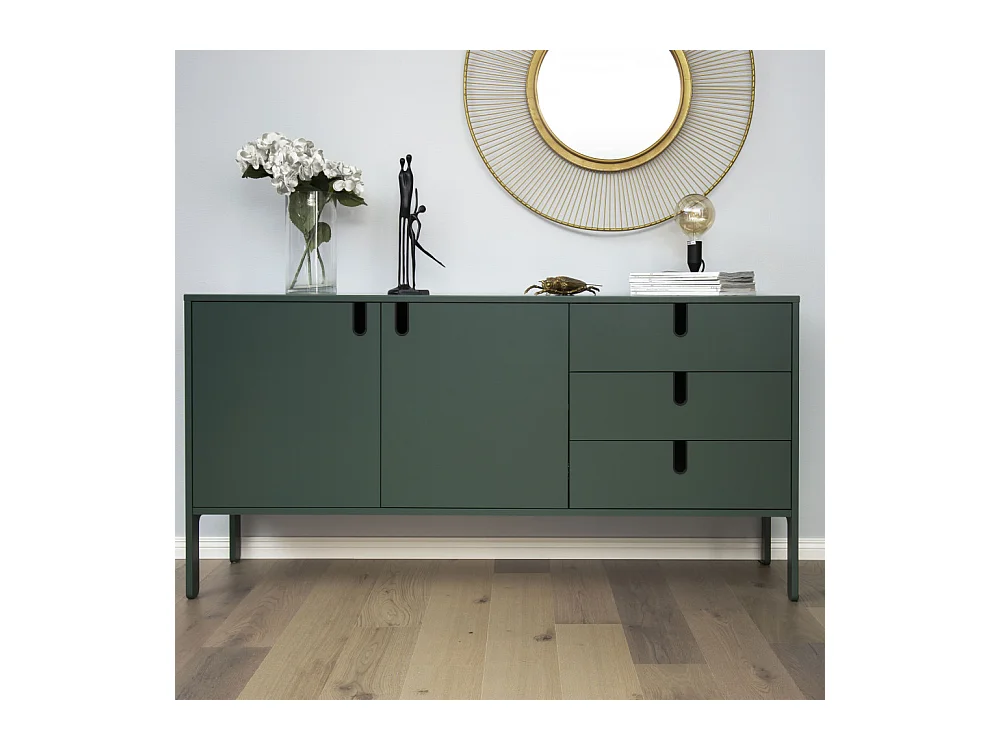 Uno - Buffet en bois 2 portes 3 tiroirs L171cm : Couleur - Vert kaki