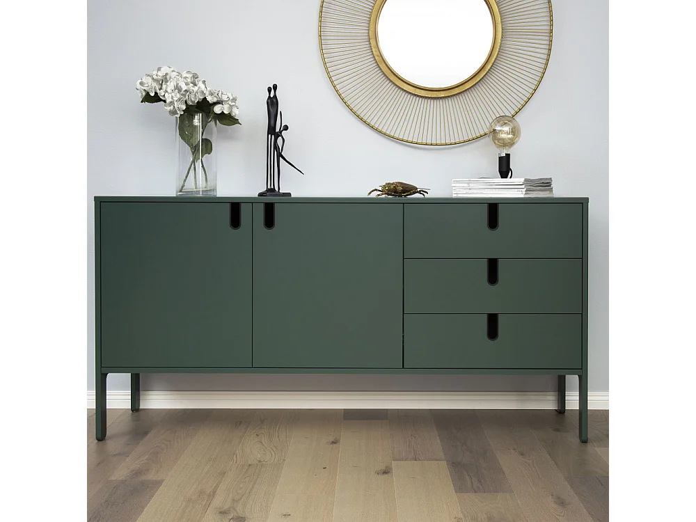 Uno - Buffet en bois 2 portes 3 tiroirs L171cm : Couleur - Vert kaki
