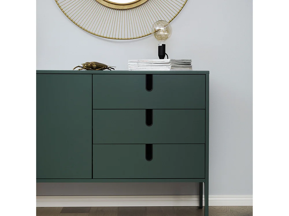 Uno - Buffet en bois 2 portes 3 tiroirs L171cm : Couleur - Vert kaki