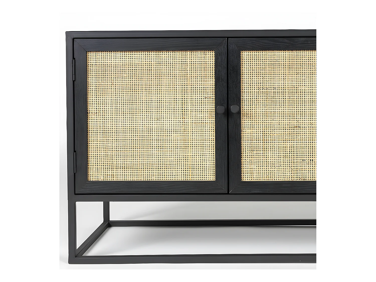 Guuji - Buffet 2 portes 3 tiroirs en bois et cannage L150cm - Couleur - Noir