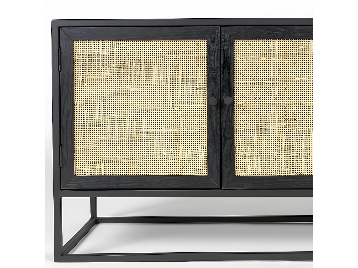 Guuji - Buffet 2 portes 3 tiroirs en bois et cannage L150cm - Couleur - Noir