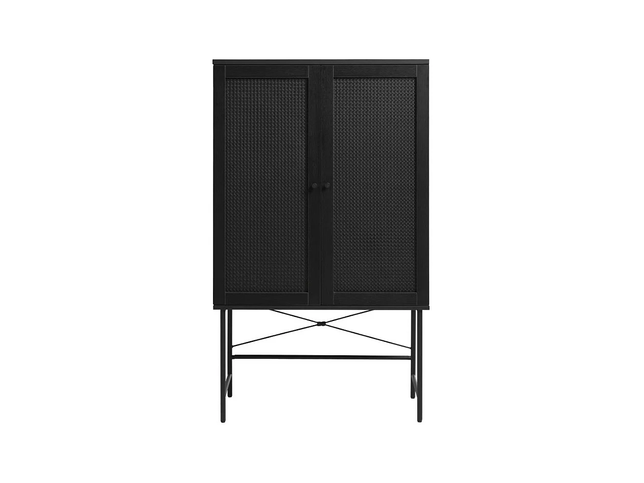 Rinto - Buffet haut 2 portes bois et métal H135cm : Couleur - Noir