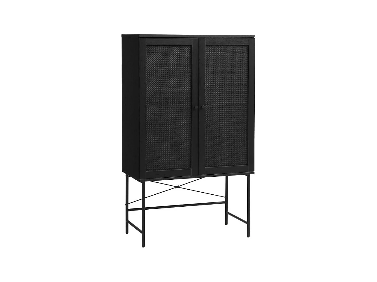 Rinto - Buffet haut 2 portes bois et métal H135cm : Couleur - Noir