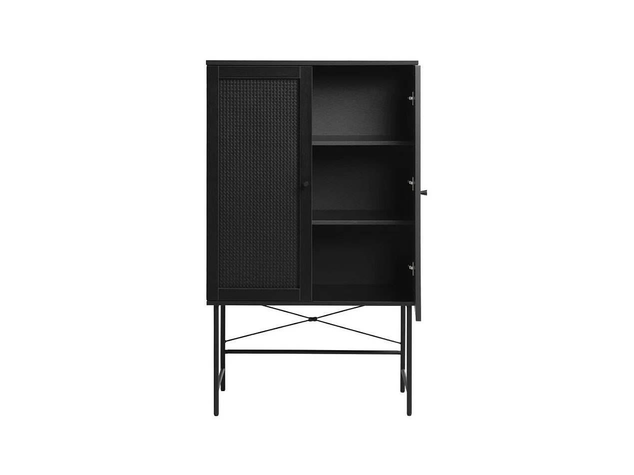 Rinto - Buffet haut 2 portes bois et métal H135cm : Couleur - Noir