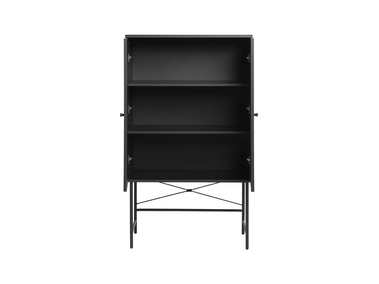Rinto - Buffet haut 2 portes bois et métal H135cm : Couleur - Noir