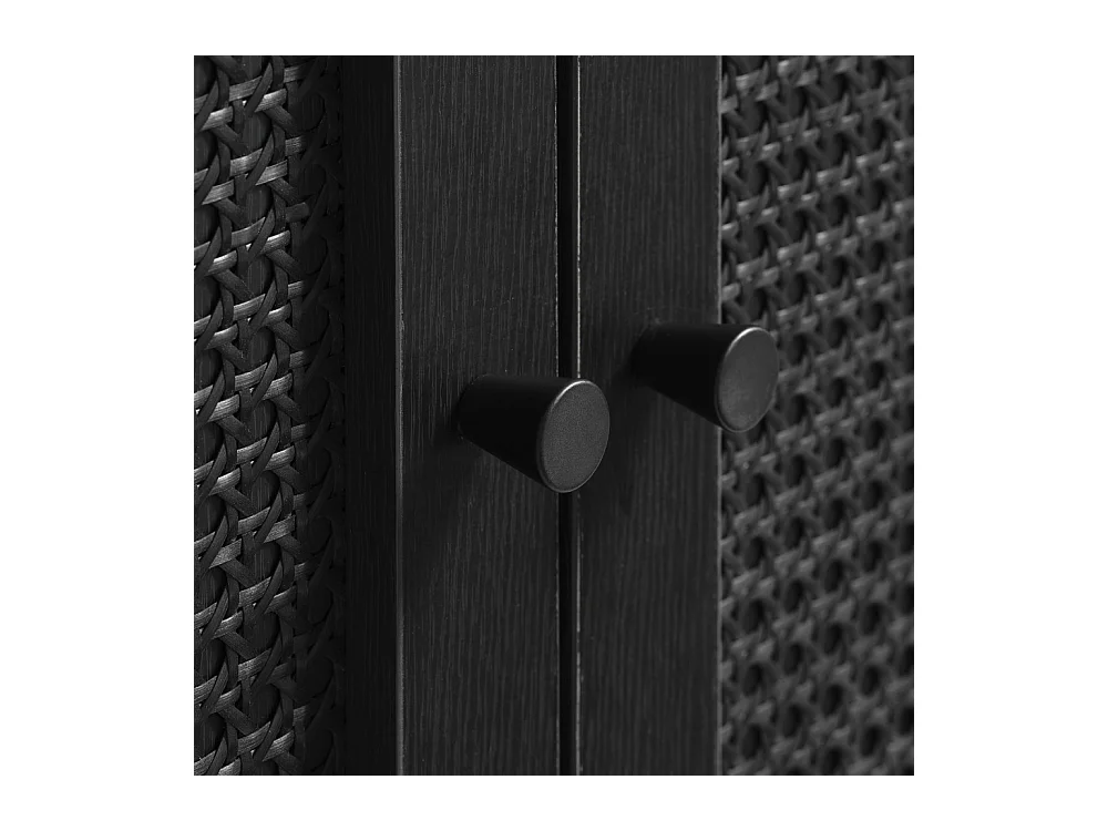 Rinto - Buffet haut 2 portes bois et métal H135cm : Couleur - Noir