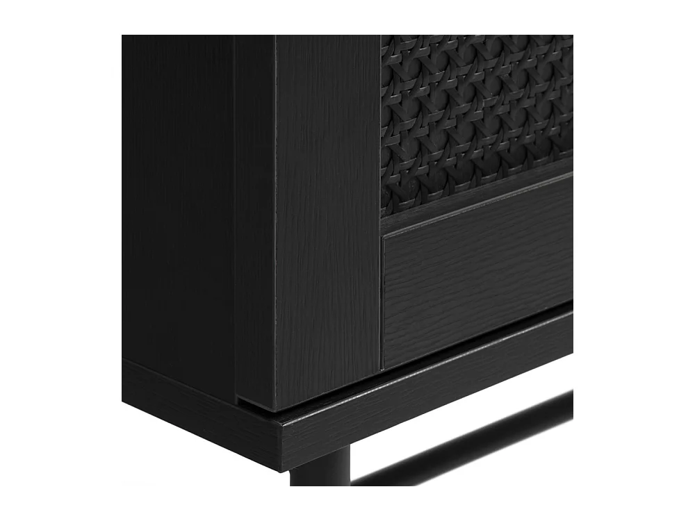 Rinto - Buffet haut 2 portes bois et métal H135cm : Couleur - Noir