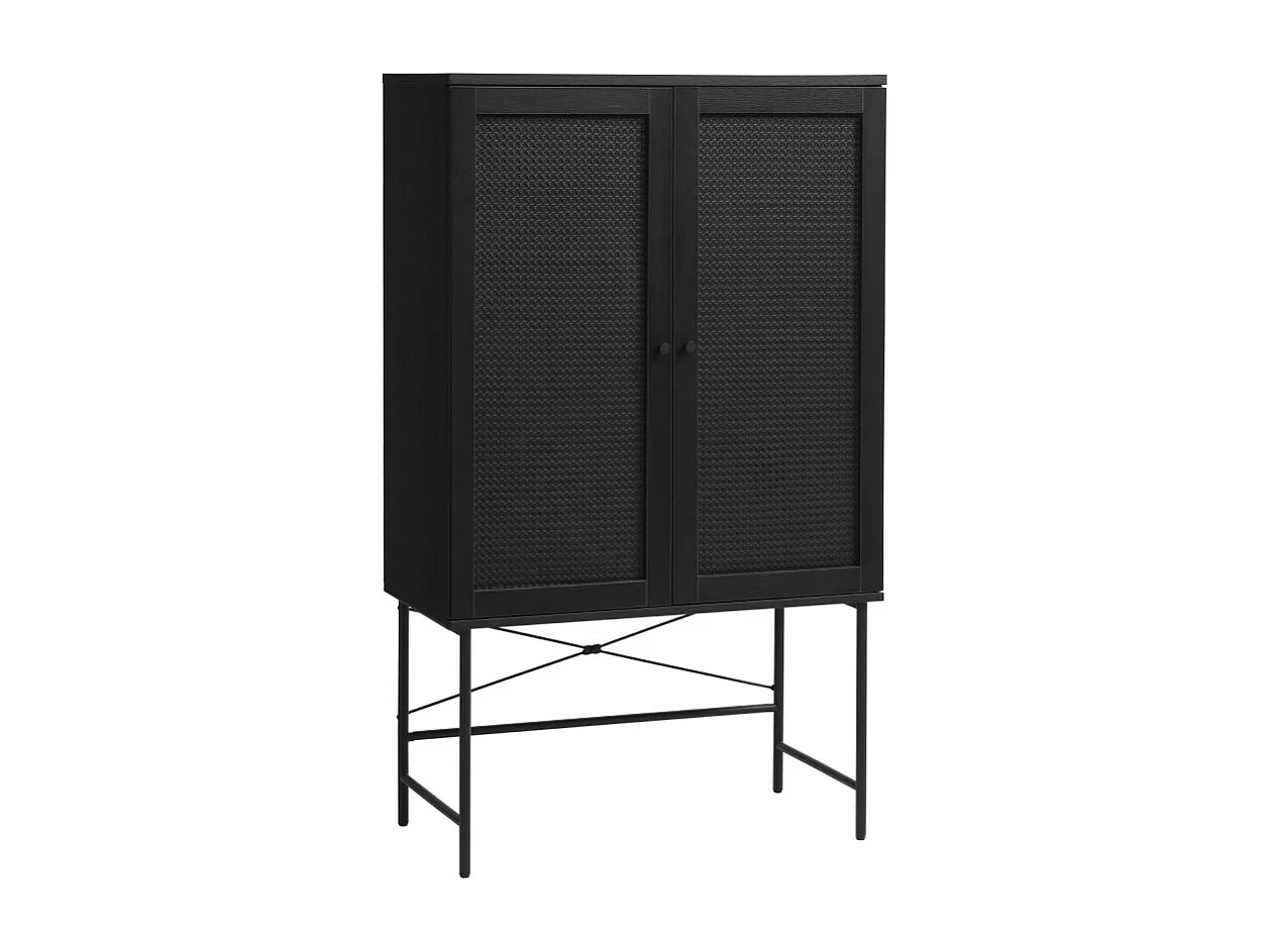 Rinto - Buffet haut 2 portes bois et métal H135cm : Couleur - Noir