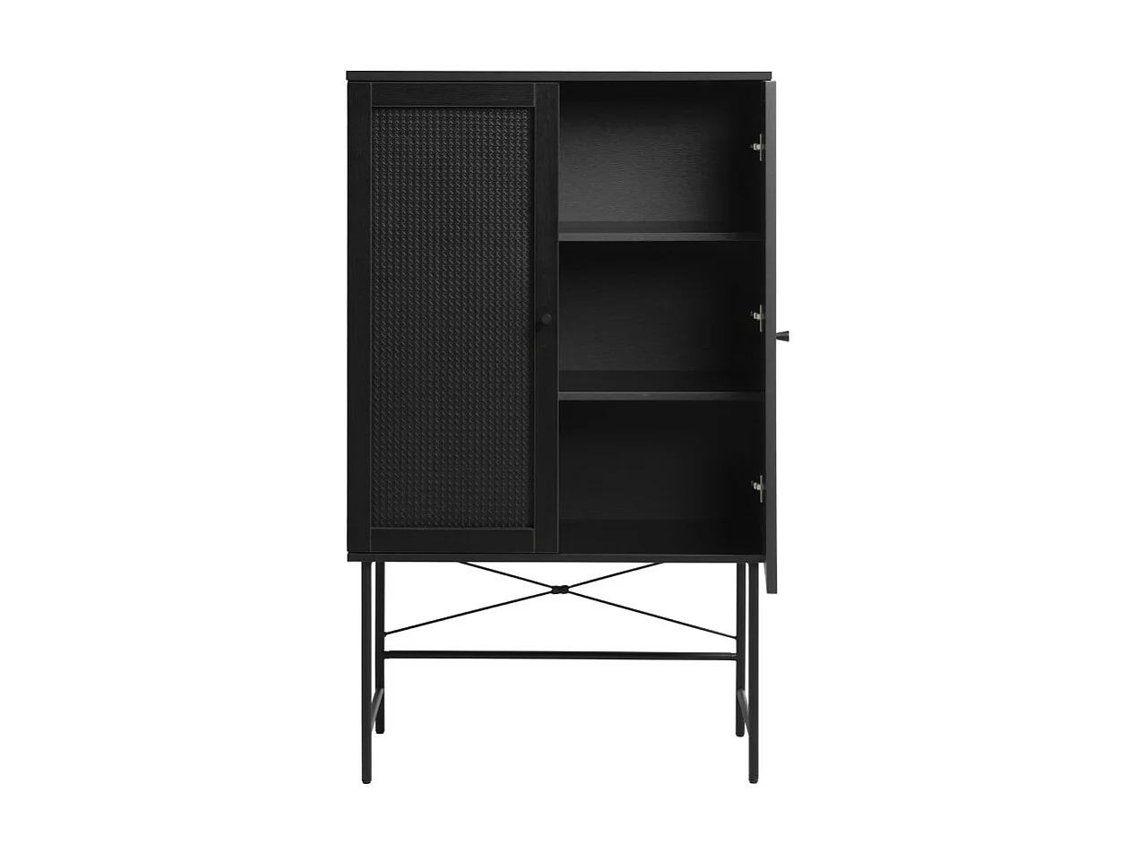 Rinto - Buffet haut 2 portes bois et métal H135cm : Couleur - Noir