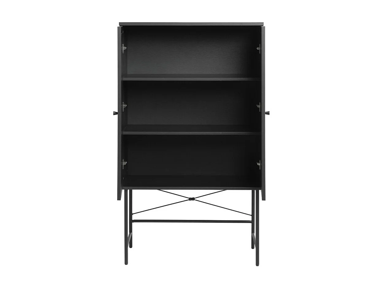 Rinto - Buffet haut 2 portes bois et métal H135cm : Couleur - Noir